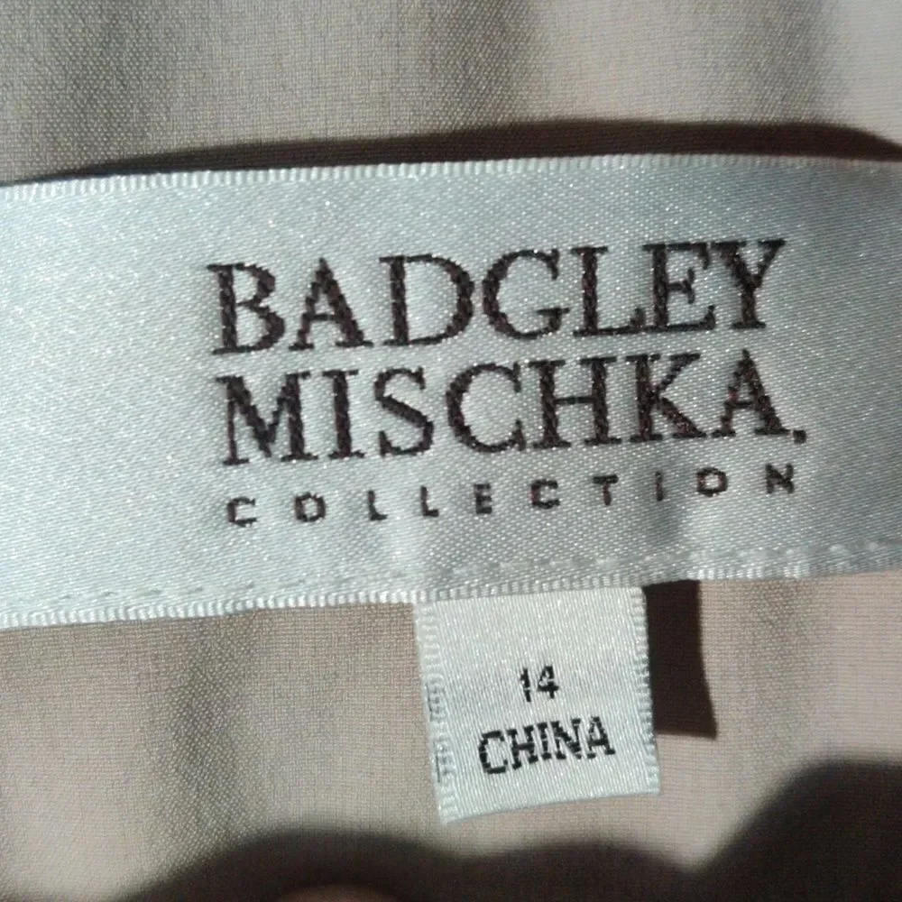 Badgley Mischka Size 14 Purple Floral Leaf Print Cocktail Midi Dress - Picture 6 of 7